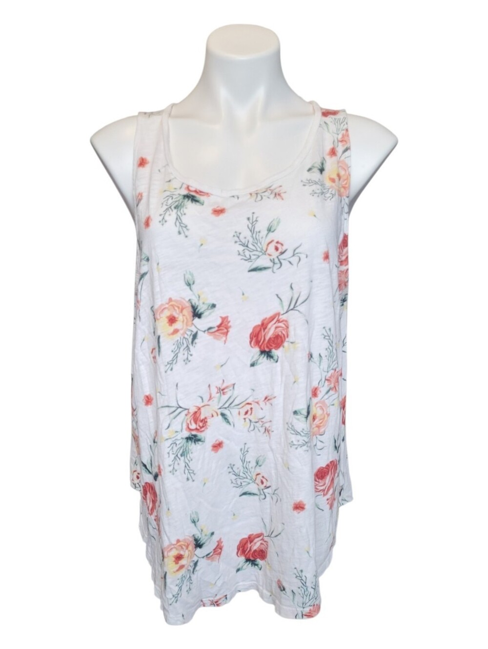 Torrid Womens Plus Size 1 White Floral Tank Top